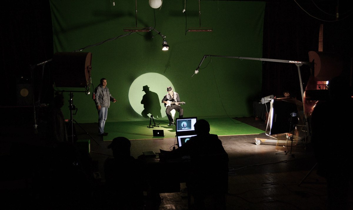 On set - green-screen studio shoot, 2012